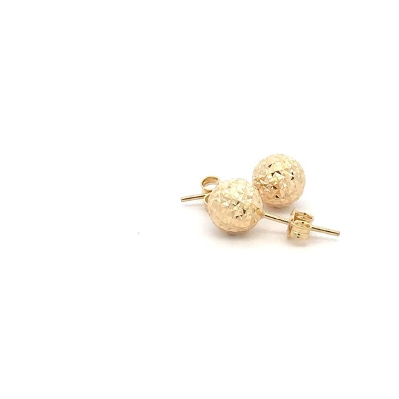 18K Gold Earrings Stud Balls Textured - Picture 9 of 9